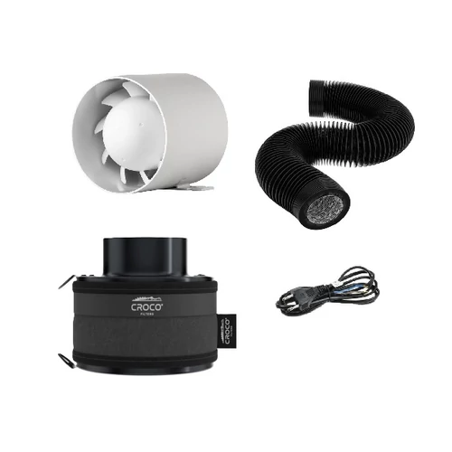 Komplett szellőzőkészlet - Croco Black 80-120m3 + Airroxy Silent 100mm 103m3/h