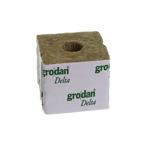 Grodan Delta kőzetgyapot kocka termesztőközeg 4G 75x75x65 mm ⌀ 25mm lyuk