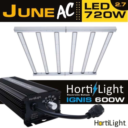 HortiLight June 720W LED GROW LÁMPA 6-BAR 2,7 µmol/J + 600W Ignis HortiLight 600W tápegység